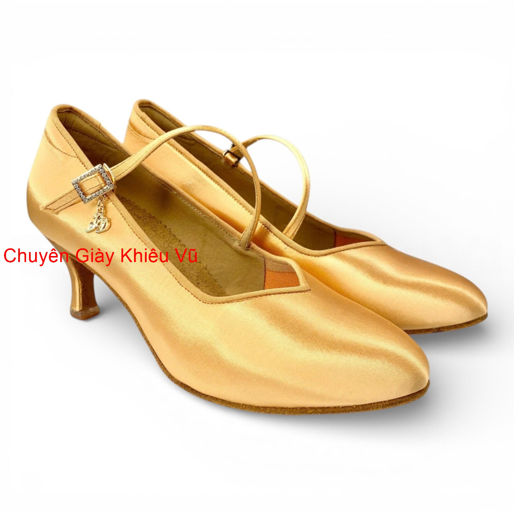 Giầy Khiêu Vũ Dancesports Standard Nữ BD 138 Gót 6.5cm (138BD6P) - Satin Da (Tặng túi đựng giày)
