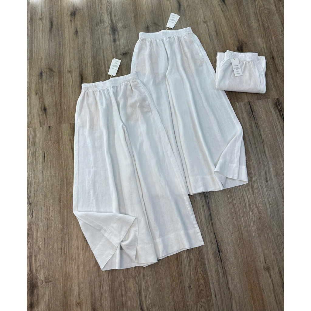 Quần linen tưng pre Oysho trắng dư xịn