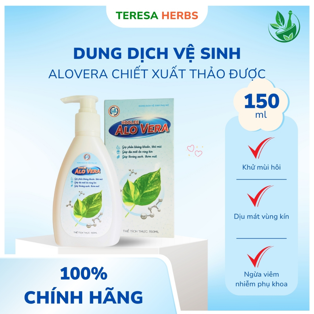 Dung Dịch Vệ Sinh Phụ Nữ AloVera 150ml Hỗ Trợ Ngừa Viêm Nhiễm, Làm Sạch, Dưỡng Ẩm, Giảm Ngứa