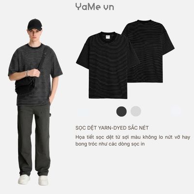 Áo Thun Sọc Phom Boxy Hack Dáng FlexFit™ Vải Co Giãn Thoáng Mát The No Style 241 Dáng Rộng Rãi F4 25058 |YaMe|