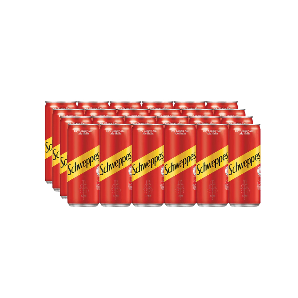 Thùng 24 lon nước soda Schweppes Dry Ginger Ale lon 320ml