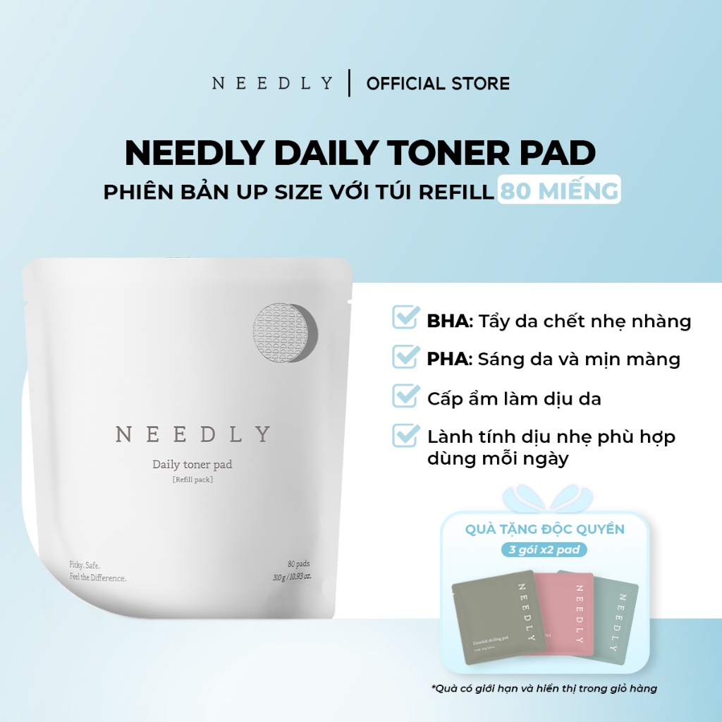 Needly Daily Toner Pad cấp ẩm cải thiện lỗ chân lông dạng túi refill