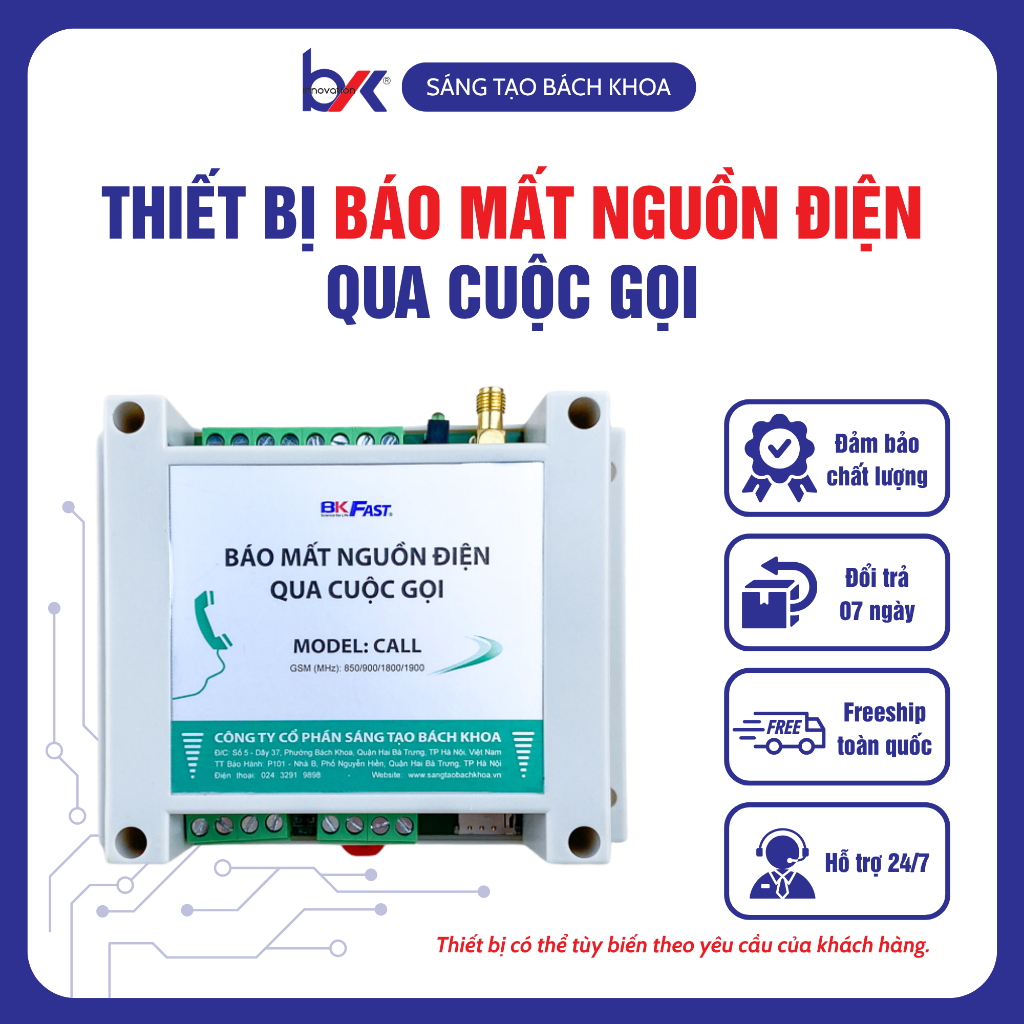 Thiết Bị Báo Mất Điện Qua Cuộc Gọi BKFast - Cảnh báo mất điện lưới 220VAC qua Tin nhắn & Cuộc gọi. M