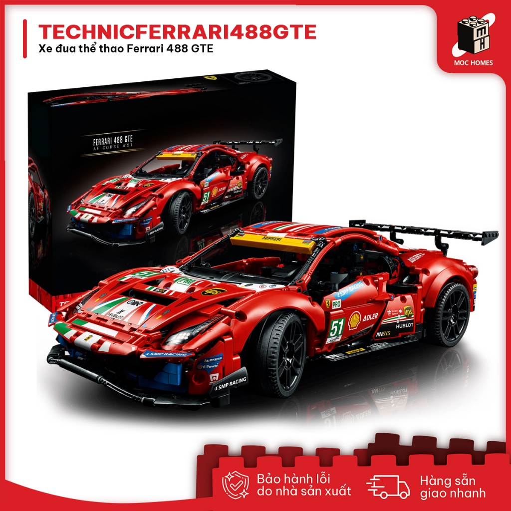 Đồ chơi mô hình lắp ráp Xe thể thao Ferrari 488 GTE tỉ lệ 1:10