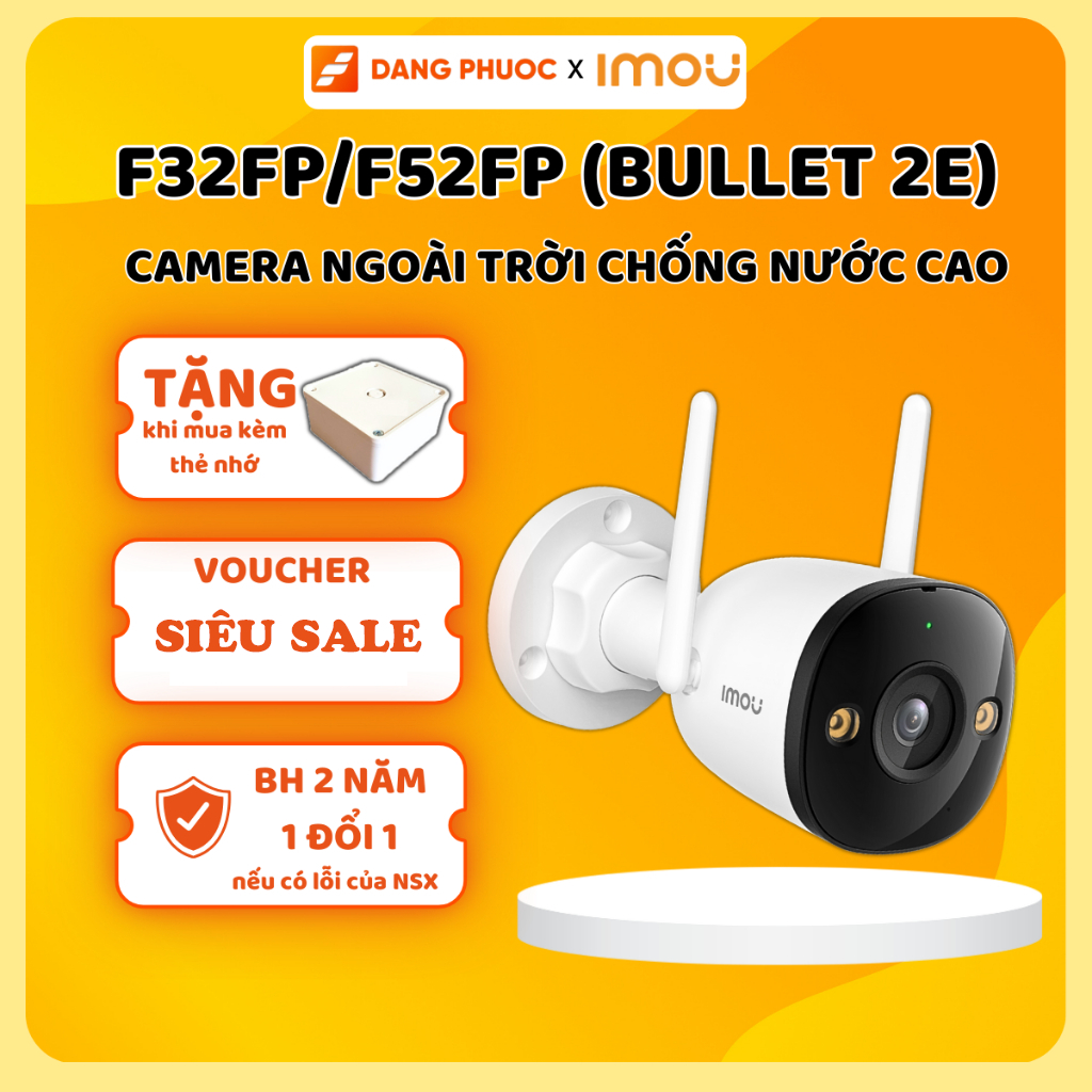 Camera IMOU ngoài trời F32FP 3MP/ F52FP 5MP/BULLET 3/BULLET 2C chuẩn chống nước IP67 tích hợp đèn bá