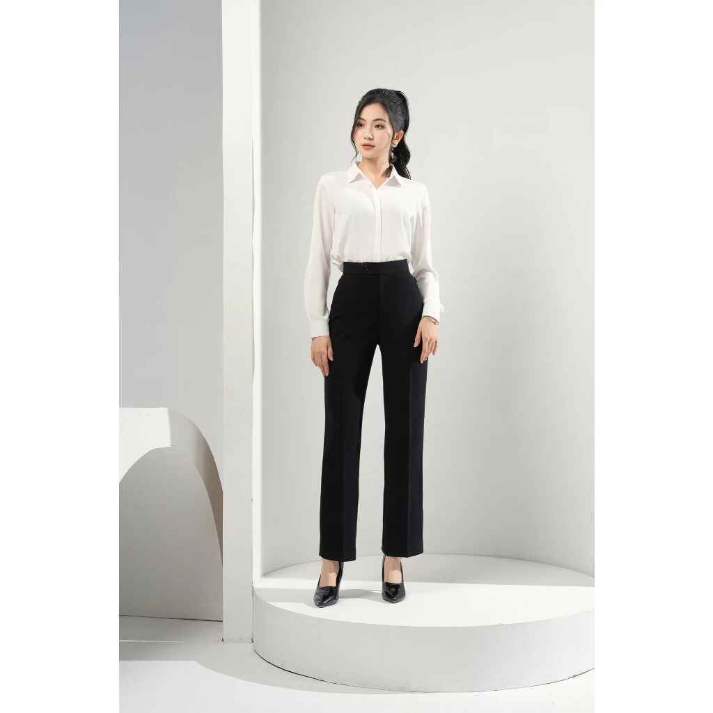 Quần tây nữ RUZA ống đứng màu đen thời trang văn phòng QĐE141