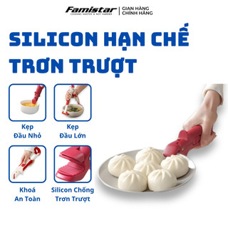 Kẹp Gắp Đồ Nóng An Toàn Cho Tay, Silicon Chống Trượt - Kẹp Gấp Thức Ăn Dùng Cho Lò Nướng Lò Vi Sóng Famistar KG01-DO