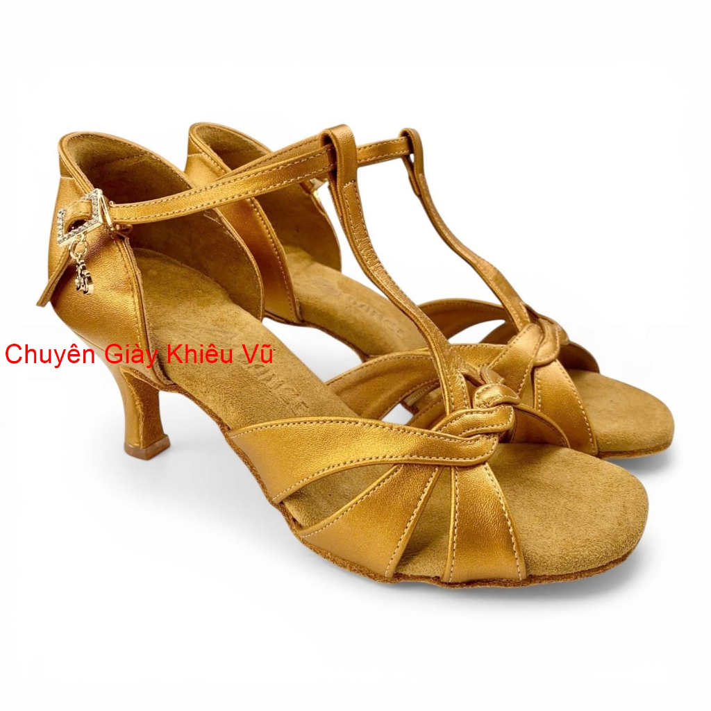 Giày Khiêu Vũ Dancesport Latin Nữ BD Dance 2375, Chất Liệu Da, Gót 6.5cm (2375BD6P) - Đồng Cháy (Tặn