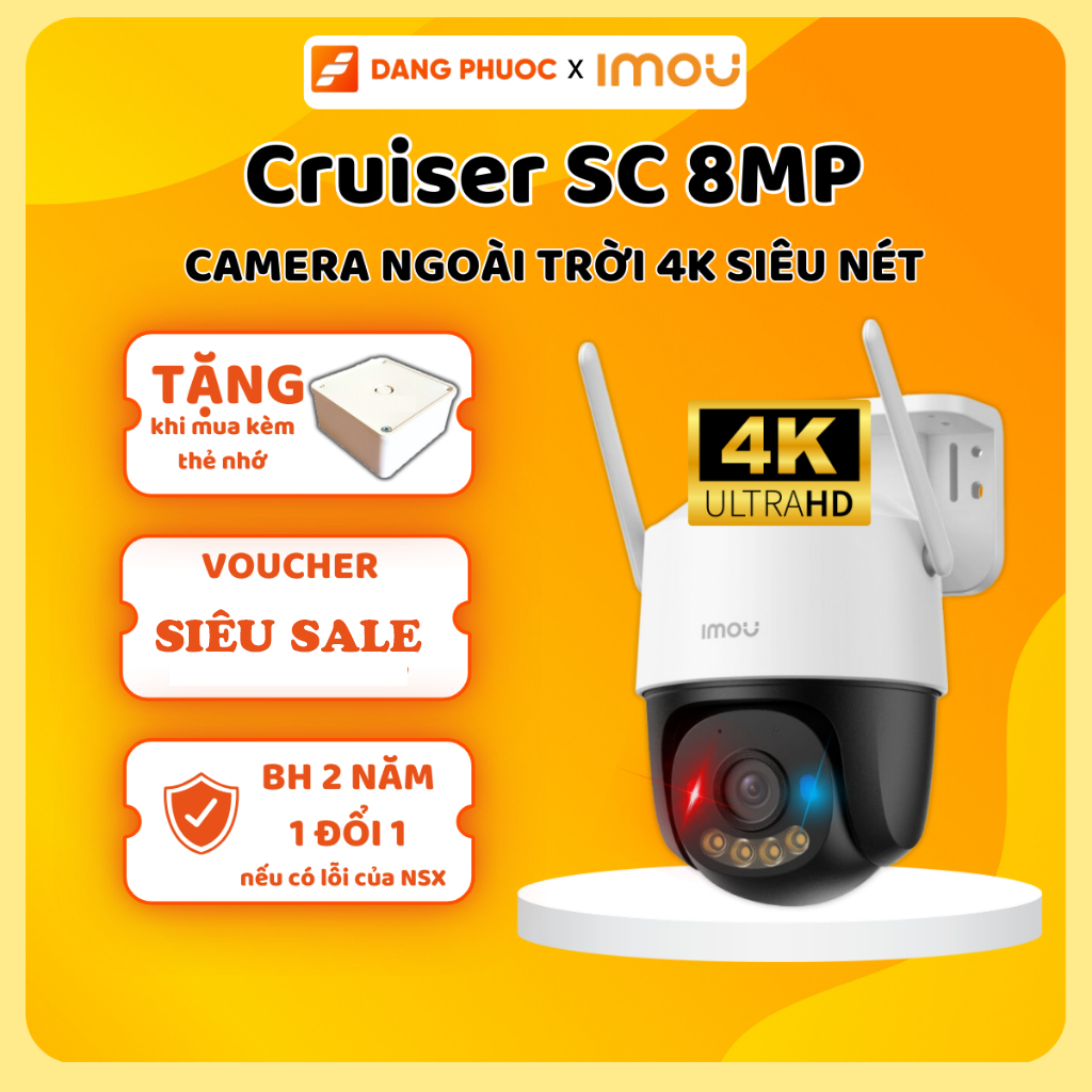 Camera IMOU ngoài trời K7FP 8MP/ K7FP 4G 5MP Xoay 360, đàm thoại 2 chiều, đèn led ban đêm