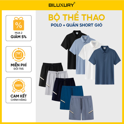 [T8_ĐỒNG GIÁ 338K] Combo Bộ Thể Thao Nam Polo & Quần Short Gió Biluxury Năng Động Thoải Mái Co Giãn Mềm Mại