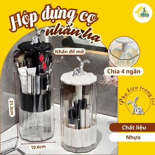 Ống đựng cọ trang điểm thỏ bạc sang trọng, lọ đựng cọ make up chì kẻ mày đồ trang điểm chống bụi