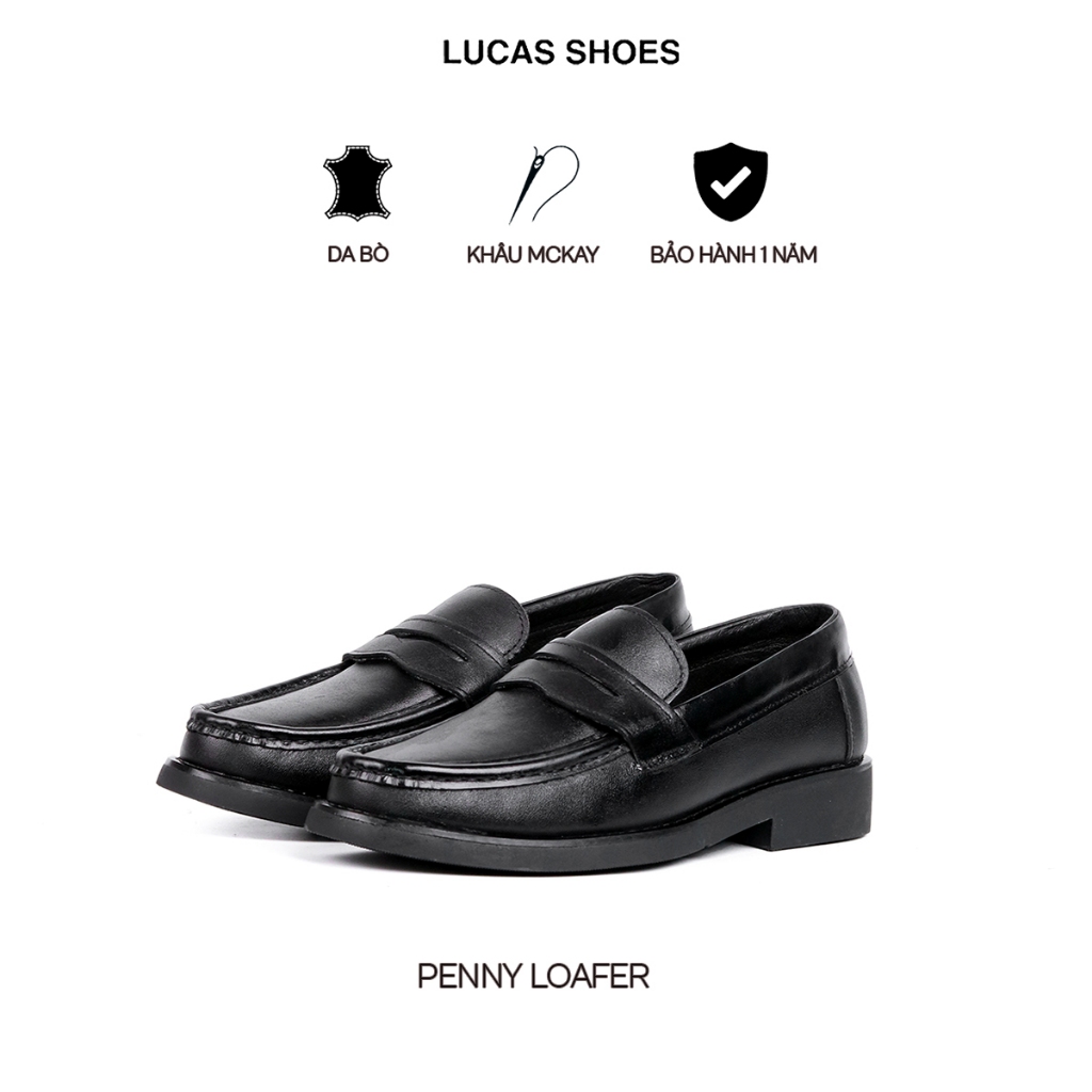 Giày da nam Penny Loafer , da bò nhập khẩu Lucas Shoes, Kiểu Dáng Công Sở, Bảo hành 1 năm