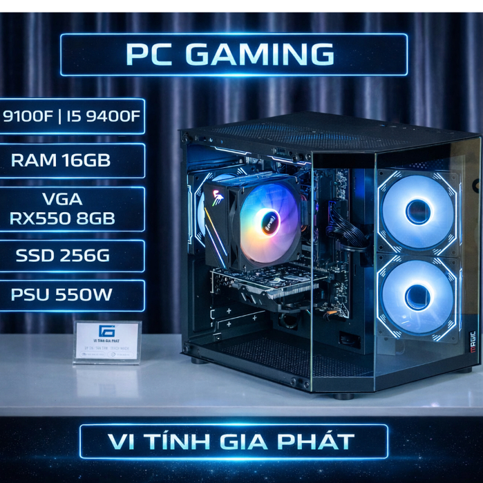 PC GAMING bể cá i3 9100F i5 9400F | RAM 16GB | RX 550 8GB | CHIẾN LOL, VALORANT, GTA V MƯỢT