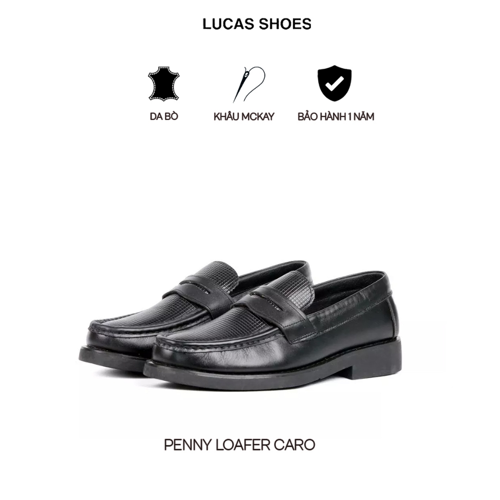 Giày da nam công sở Penny Loafer Caro Lucas Shoes, Da bò nguyên tấm, bảo hành 1 năm