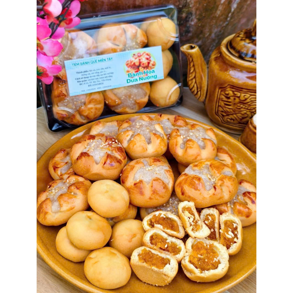 Sét 14 bánh nướng nhân dừa mix nhân khóm (8 Nhân Dừa, 6 Nhân Khóm)