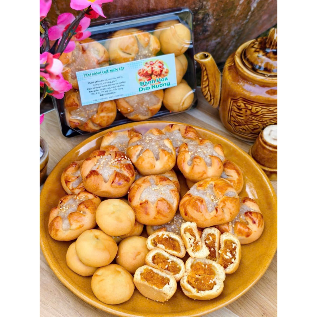 [Mới] Sét 14 bánh nướng nhân dừa mix nhân khóm (8 Nhân Dừa, 6 Nhân Khóm)