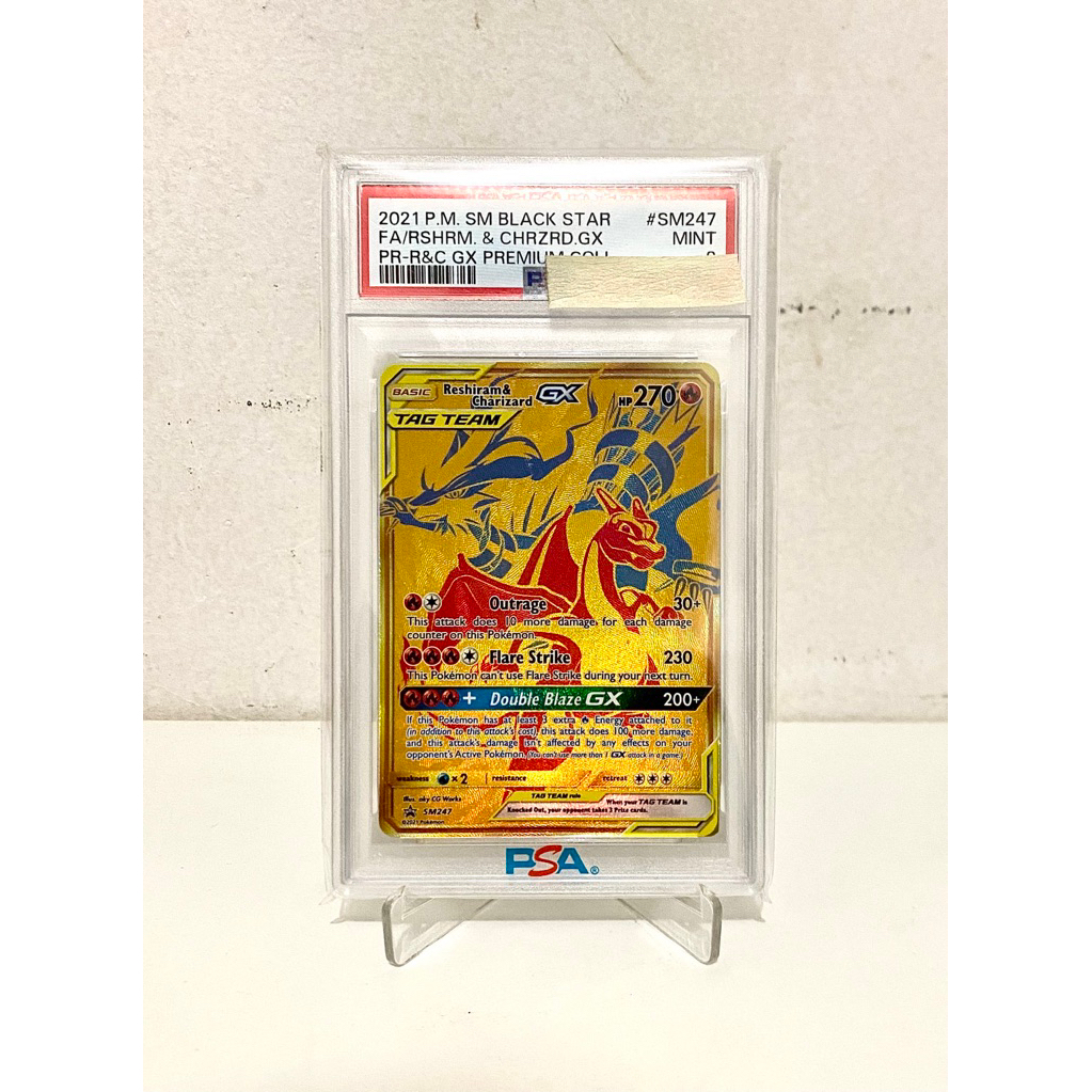 [PSA 9] Slab PSA Thẻ Pokemon TCG English Charizard and Reshiram GX Promo Sun and Moon [SM247]