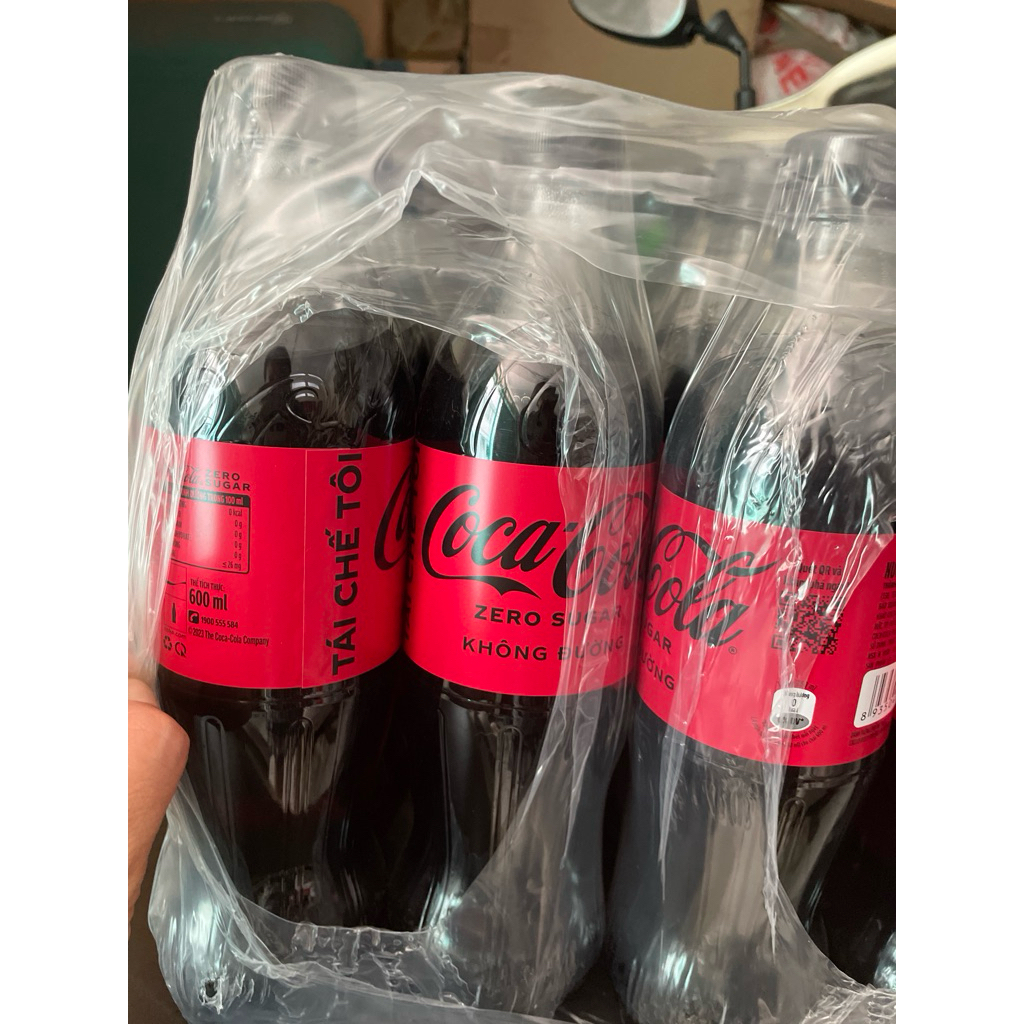 Lốc 6 chai nước ngọt Coca Zero 600ml (Cocacola không đường, Coca không đường)