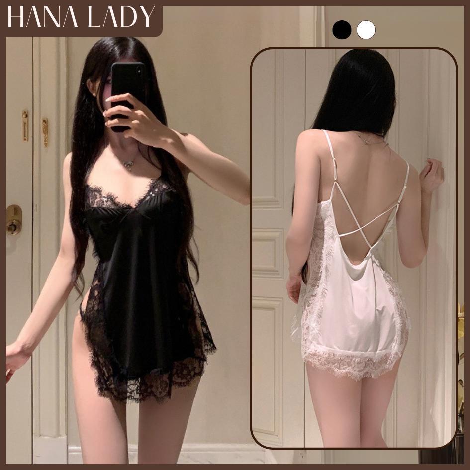 Váy Ngủ 2 Dây - Đầm Ngủ Thun Lạnh Phối Viền Ren Mặc Nhà Kèm Quần Chip HanaLady - VN573