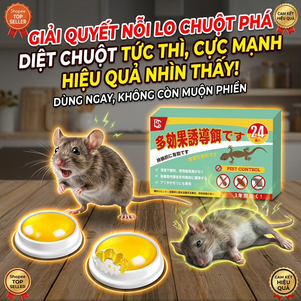 🐀Mồi diệt chuột🐀Viên đuổi chuột.Thuốc diệt chuột，Diệt chuột Đuổi chuột，1 hộp 24 viên，Chiết xuất từ t