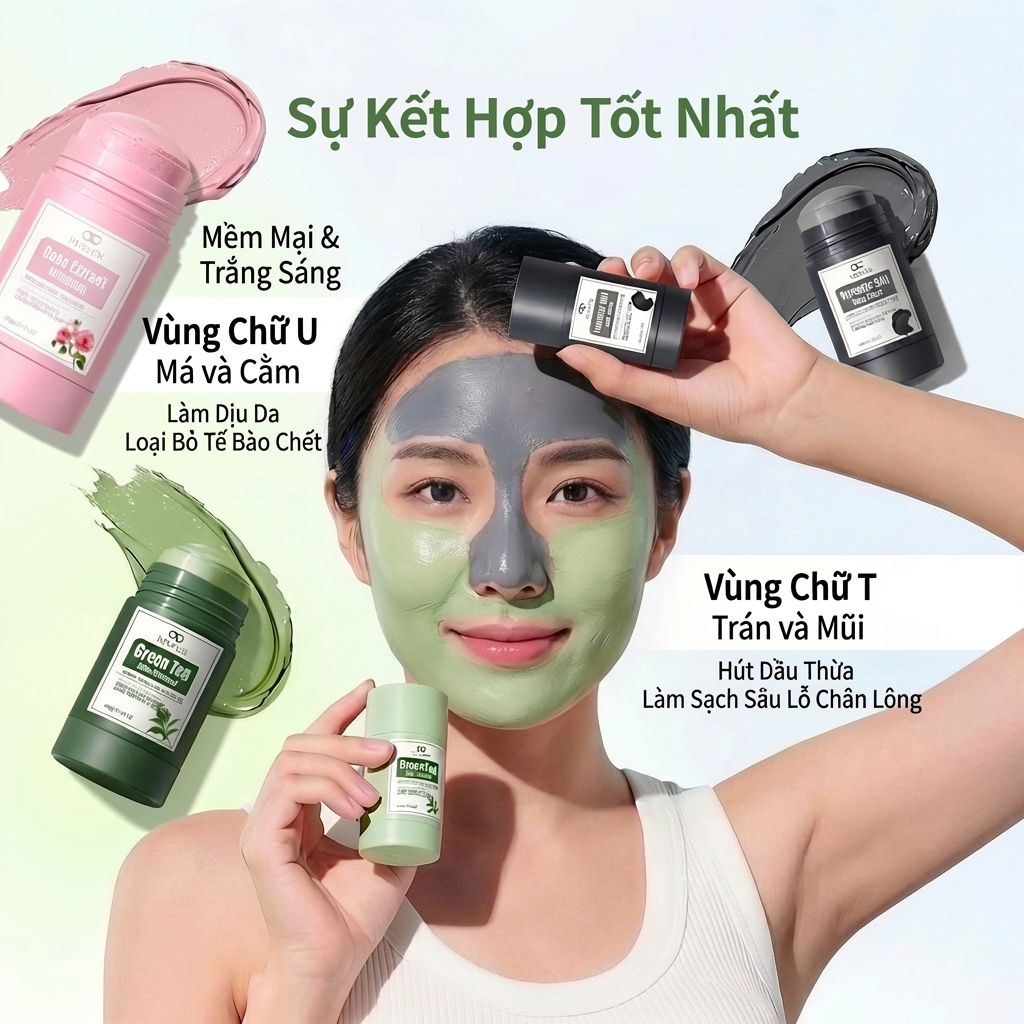 【LYDIMOON】Mặt nạ đất sét trắng da – sạch sâu lấy mụn đầu đen – kiềm dầu giảm mụn – 3 công dụng