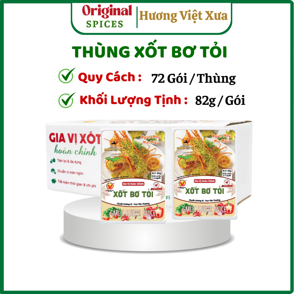 Xốt Bơ Tỏi Hương Việt Xưa (Thùng 72 Gói / 82G ) Sốt Bơ Tỏi