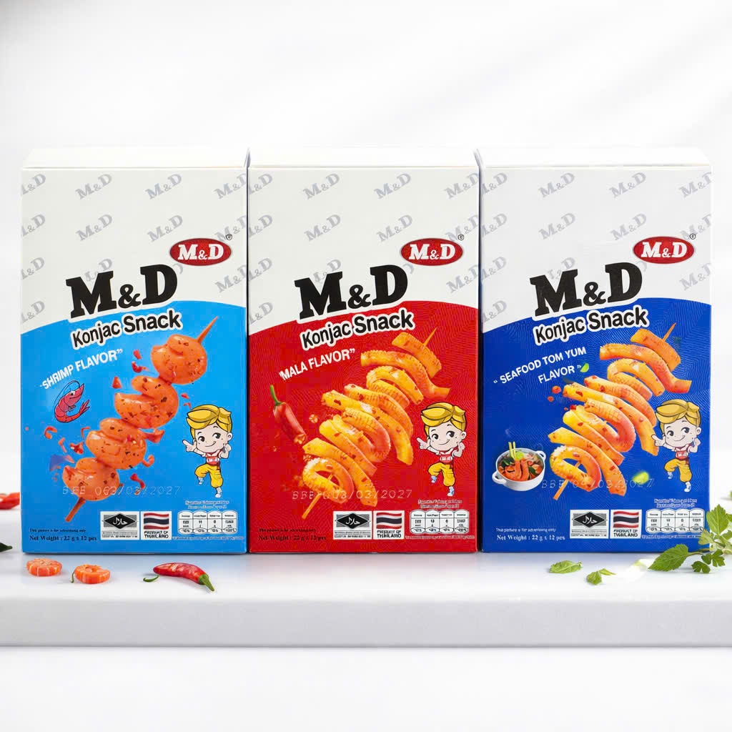Hộp 12 - Snack Mực Konjac Thái Lan 3 Vị, Mực Cay, Khoai Nưa, Ăn Vặt ..