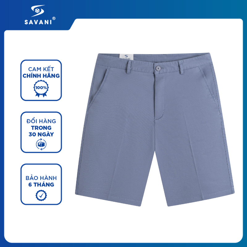 Quần Short Khaki Nam SAVANI Form SlimFit, Cạp Âu Có Khuy Cúc Không Nhăn Xù Bai Nhão MSOS100S6