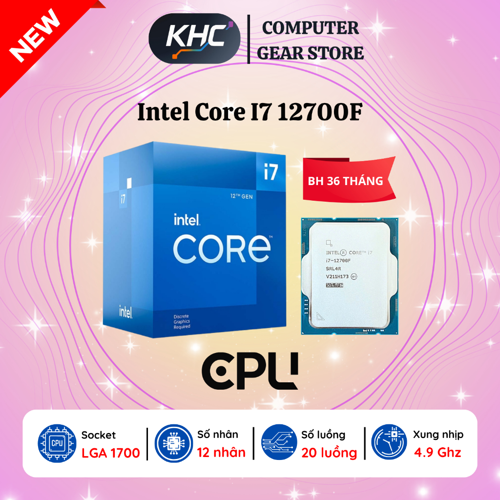 CPU Intel Core i7 12700F / 13700F / 14700F (Full VAT)