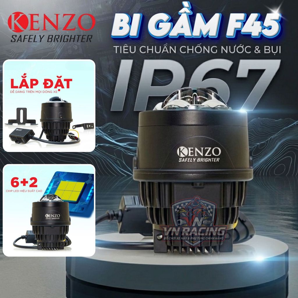 Đèn Bi Gầm Kenzo F45 55W 3 Nhiệt Màu Chính Hãng Siêu Sáng Gắn Ô Tô Sáng Trắng Vàng Cao Cấp BH 2 Năm