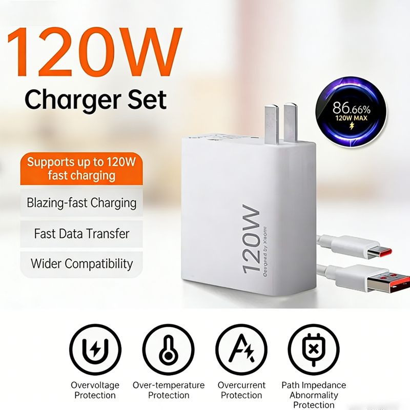 Bộ sạc nhanh 120W, Củ sạc + Cáp sạc nhanh USB to Type C cho Xiaomi Samsung Oppo Vivo [BỘ SẠC 120W]