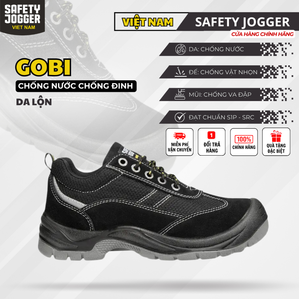 [SAFETY JOGGER] Giày Bảo Hộ Safety Jogger Gobi EH Cách Điện Chống Thấm Nước Dập Ngón Trơn Trượt Dầu