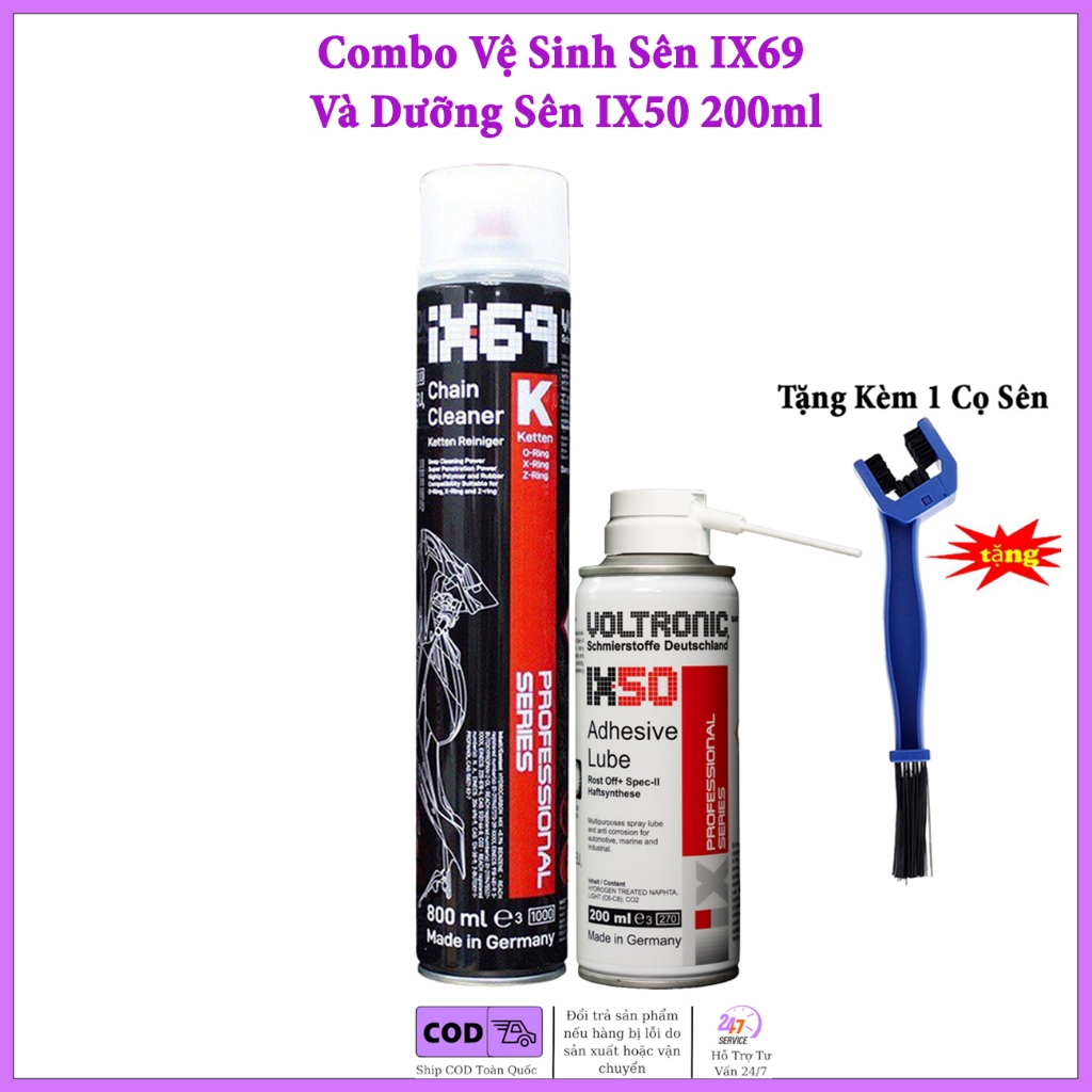 Combo vệ Sinh Sên Voltronic IX69 Jumbo Và Dưỡng Sên Voltronic IX50 - Tặng Kèm 1 Cọ Sên 3D