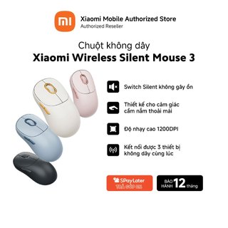 Chuột không dây Xiaomi Wireless Silent Mouse 3 | 4 Màu Trắng, Đen, Xanh, Hồng | 2,4GHz & Bluetooth | Độ nhạy cao