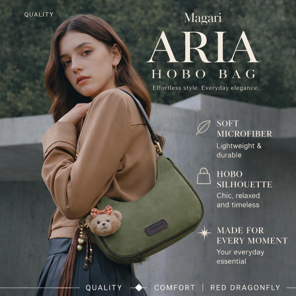 Magari ARIA Hobo Bag – Túi Xách Nữ Đeo Vai, Chất Microfiber Nhẹ, Túi Hobo Thời Trang Thanh Lịch
