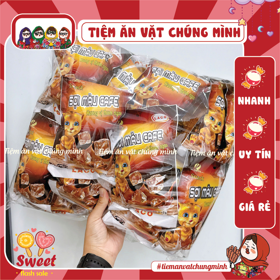 [BỊCH 30 GÓI] Snack Sợi Màu Cafe Tăm Cay Sợi HOT, đồ ăn vặt tuổi thơ, Que Tăm Cay Tuổi Thơ