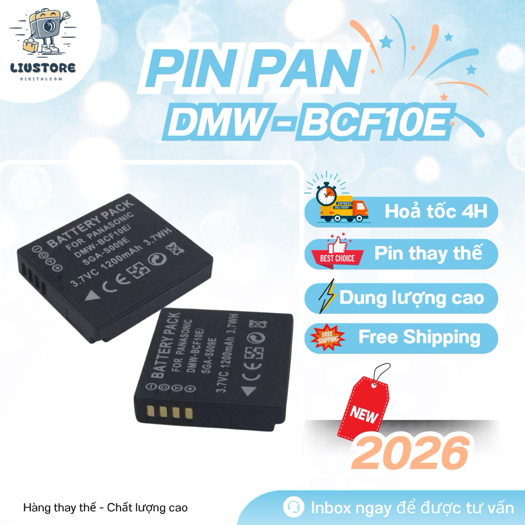 Pin Panasonic BCF10E 1200mAh – Pin Thay Thế Cho Lumix DMC-FP8 FP5 FP7 Sạc Ổn Định, Dùng Bền