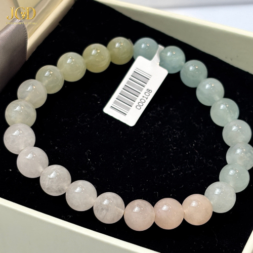 Morgan 8mm - Đá Morganite Đa Sắc Tự Nhiên - Lắc Tay Phong Thủy Phái Nữ Cao Cấp(VTSJ-01S08)
