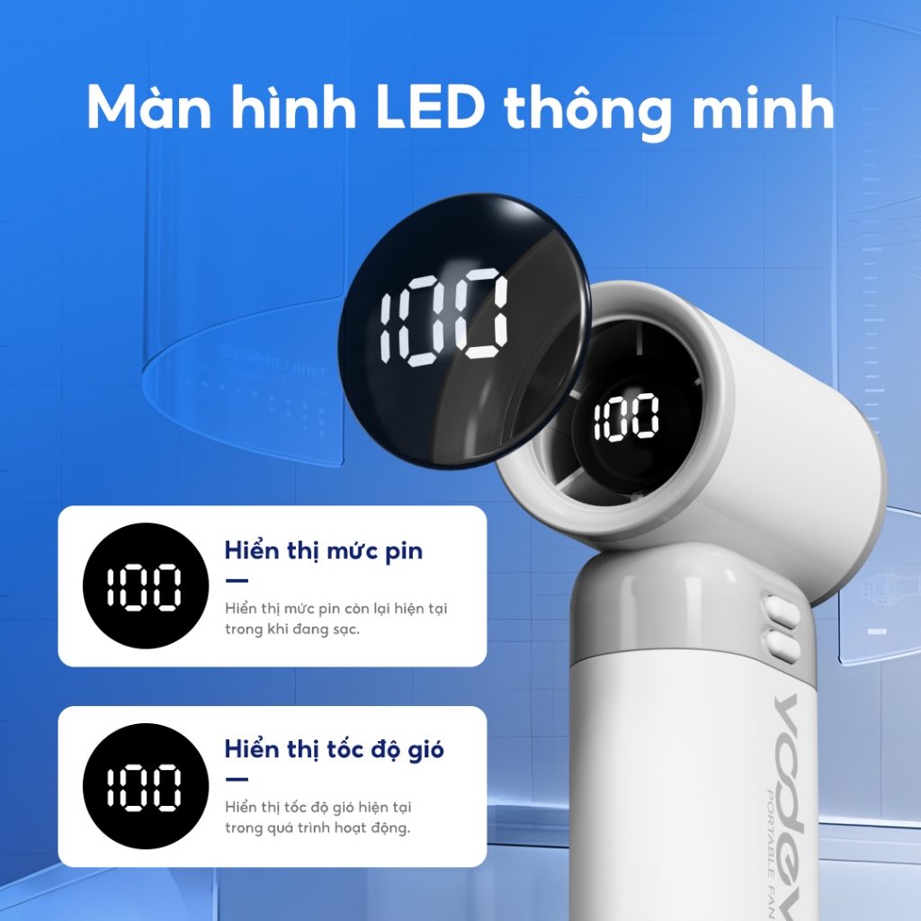 Yodevoe F01 Quạt mini mạnh mẽ xách tay Air 100 Gear Tốc độ gió Fan điều chỉnh Turbo Hand Fan Tốc độ cao 20000RPM Thể tha | BigBuy360 - bigbuy360.vn