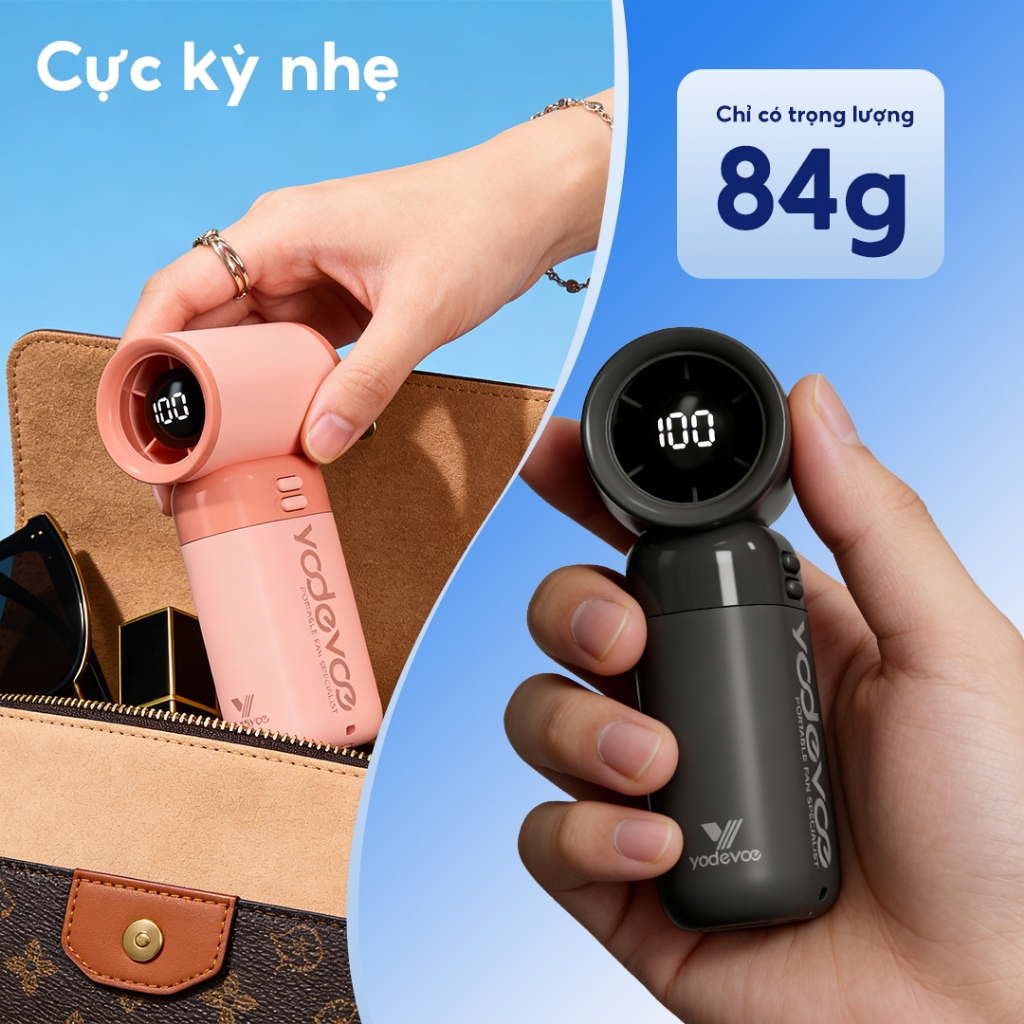Yodevoe F01 Quạt mini mạnh mẽ xách tay Air 100 Gear Tốc độ gió Fan điều chỉnh Turbo Hand Fan Tốc độ cao 20000RPM Thể tha | BigBuy360 - bigbuy360.vn