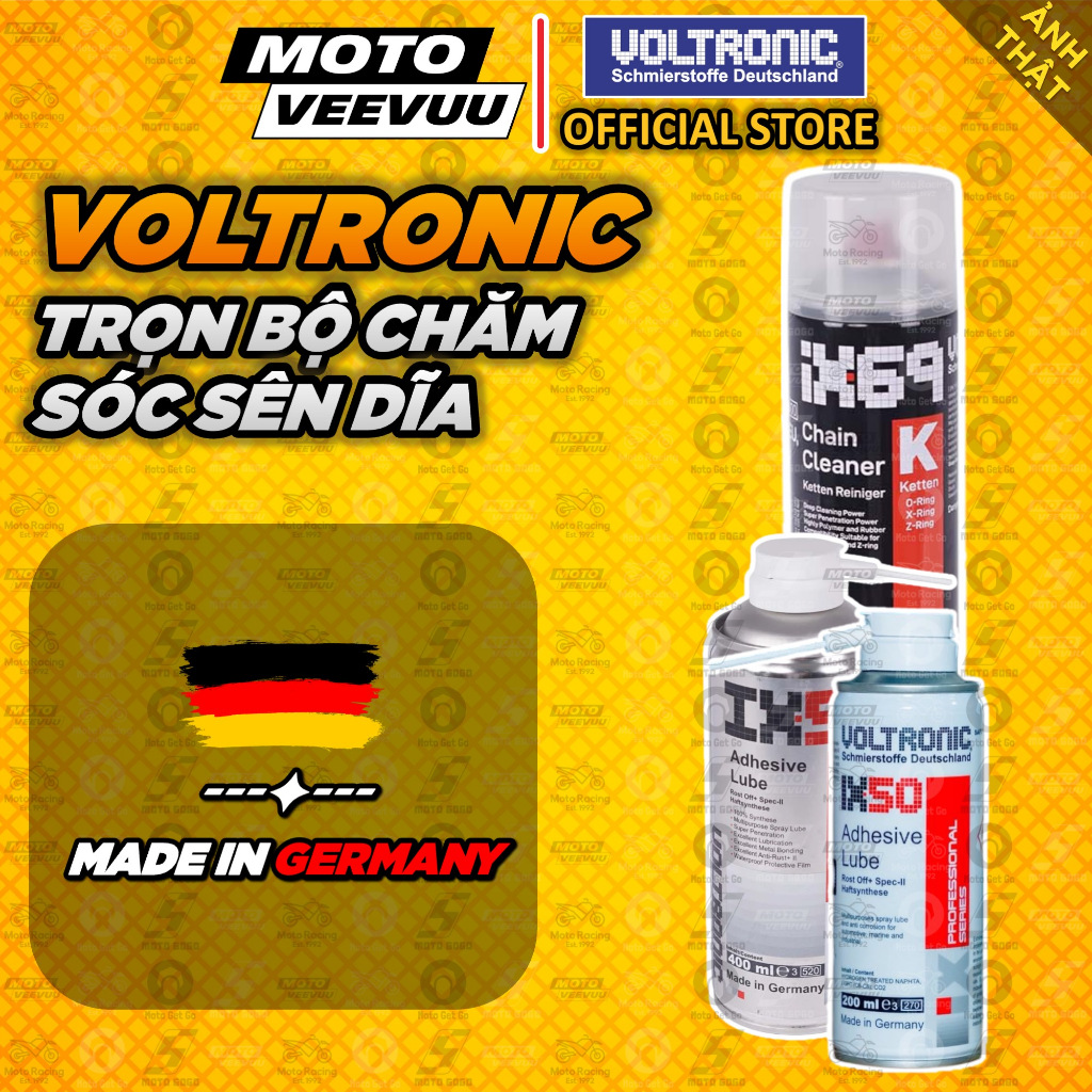 [MTVV] Trọn bộ dưỡng sên VOLTRONIC IX50 Adhesive Lube 400ml 200ml IX69 Jumbo 800ml Made in Germany<E