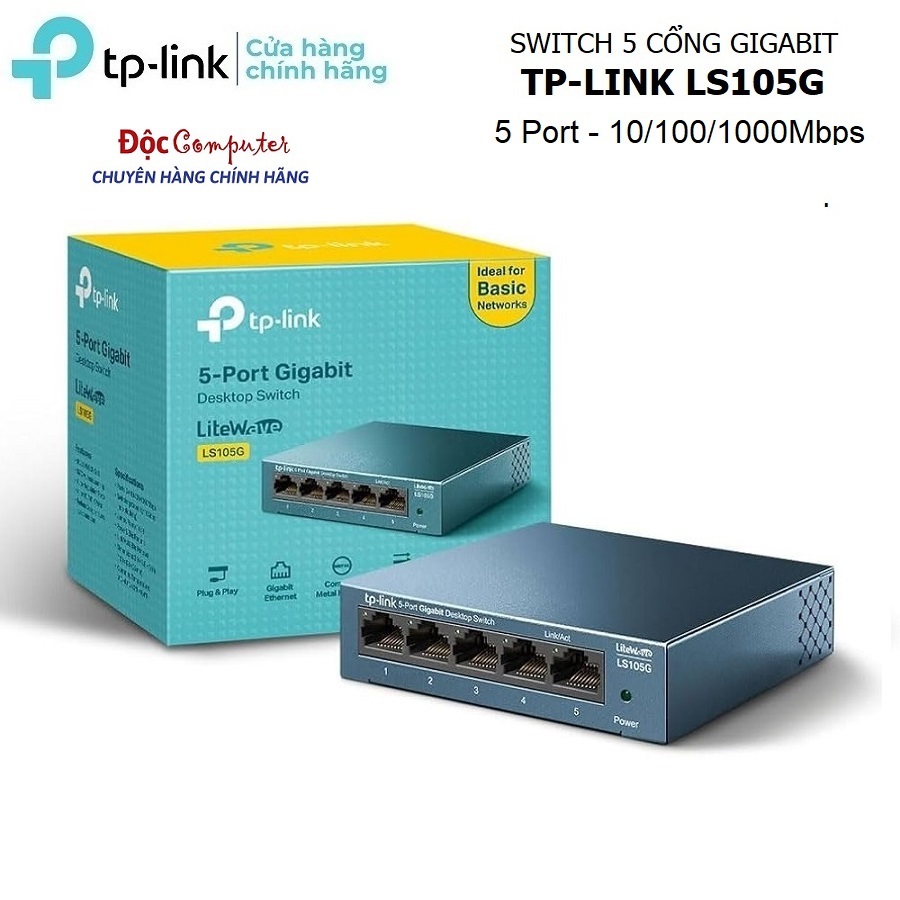 Switch Bộ chia mạng Lan 5 Cổng Gigabit TPLink LS105G 100/1000Mbps (TP-LINK TL-LS105G/ LS1005G) - Bảo