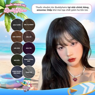 Thuốc nhuộm tóc Buddyhairs tại nhà chính hãng, amoniac thấp khử mùi tạp chất giảm hư tổn tóc ĐT