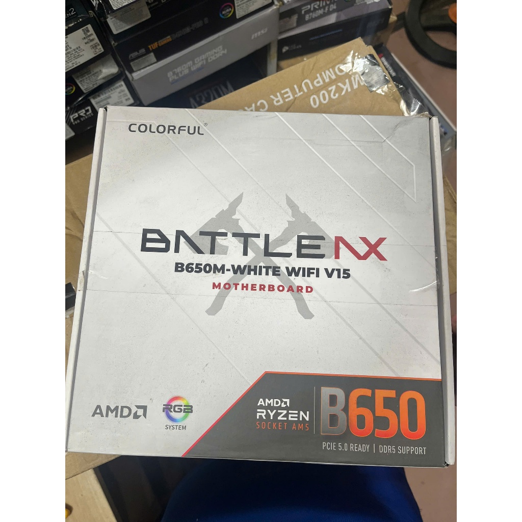 Mainboard COLORFUL BATTLE-AX B650M-WHITE WIFI B650M FROZEN V14 bảo hành 2028 có kèm CPU r5 7500f 760