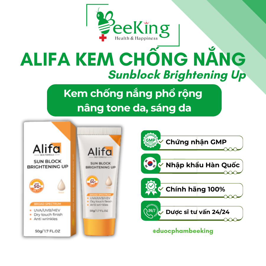Kem chống nắng ALIFA SUNBLOCK BRIGHTENING UP phổ rộng, nâng tone da - Tube 50g
