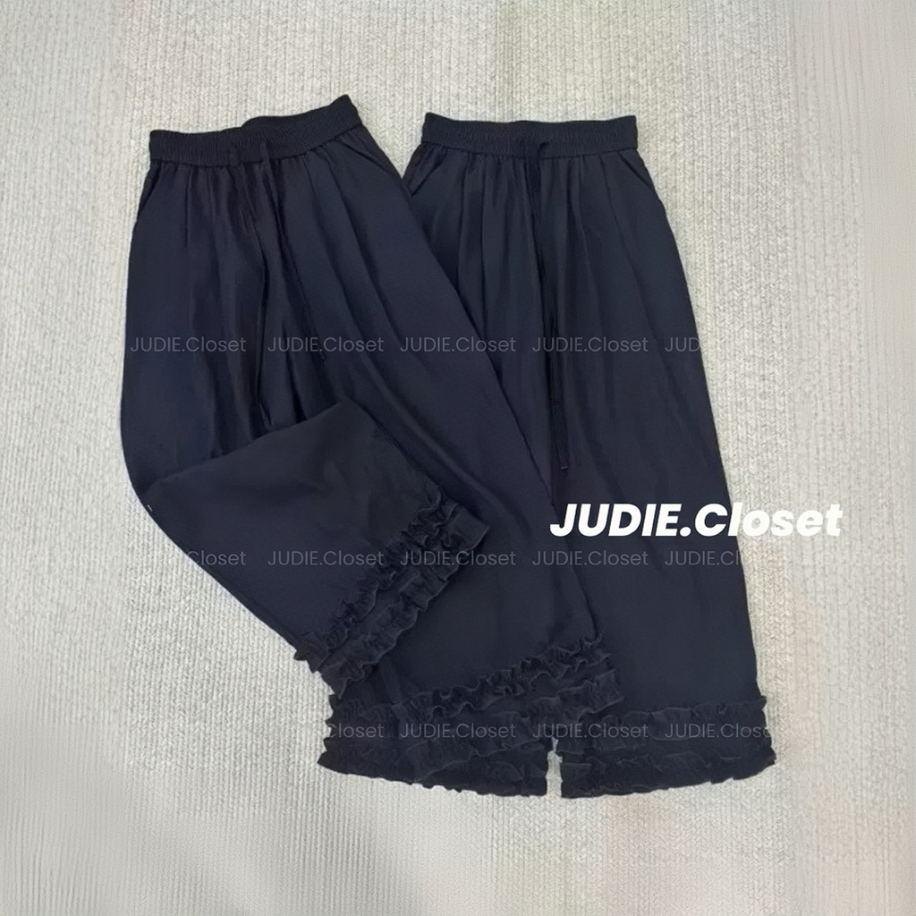 GẤU BÈO - Quần Ống Rộng Gấu Bèo Chất Thô Kẻ + Gió Mềm nữ JUDIE.Closet