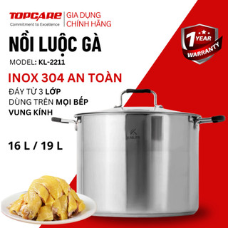 Nồi luộc gà inox Kailer KL-2211 inox 304 cao cấp đáy từ 3 lớp, size 30-32cm dùng mọi loại bếp