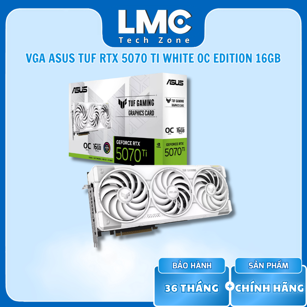 VGA ASUS TUF Gaming GeForce RTX 5070 Ti White OC Edition 16GB GDDR7