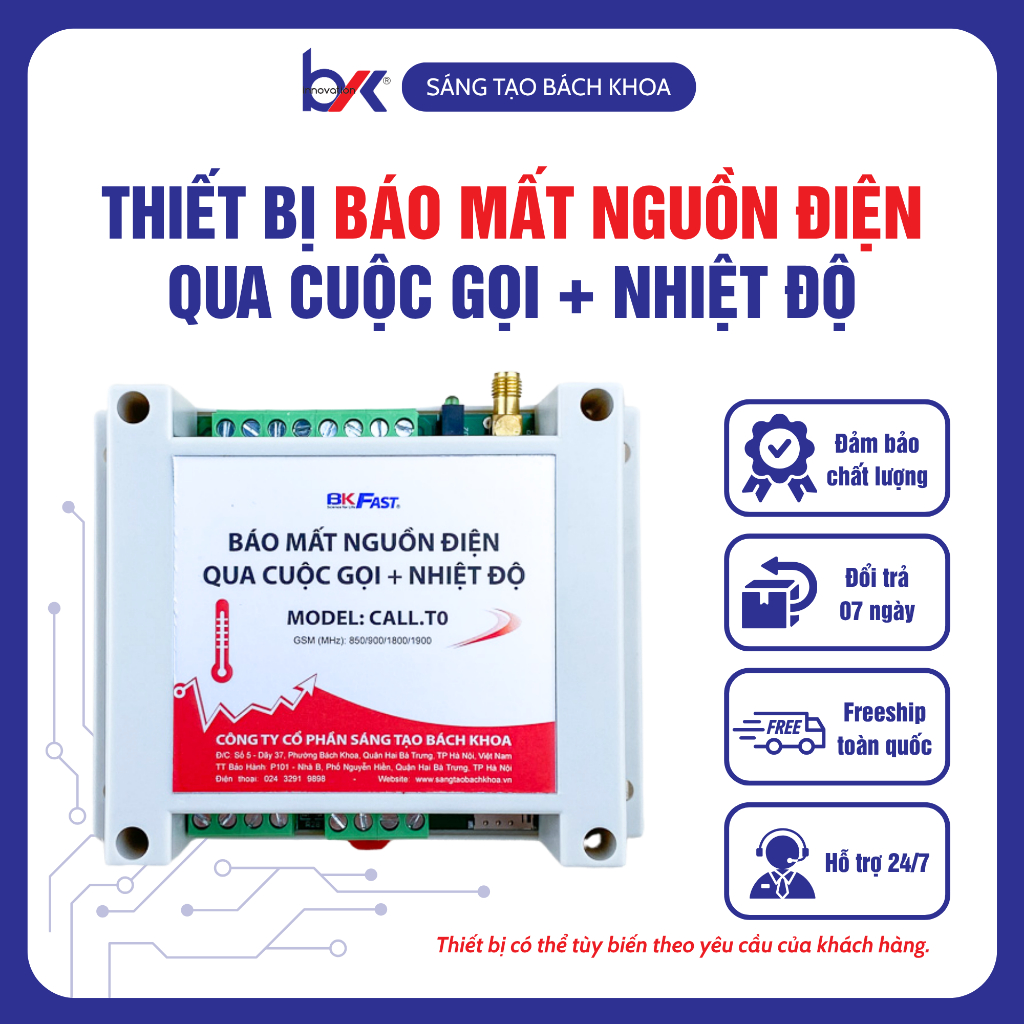 Thiết Bị Báo Mất Điện Qua Cuộc Gọi + Nhiệt Độ BKFAST. Model: CALL.T0