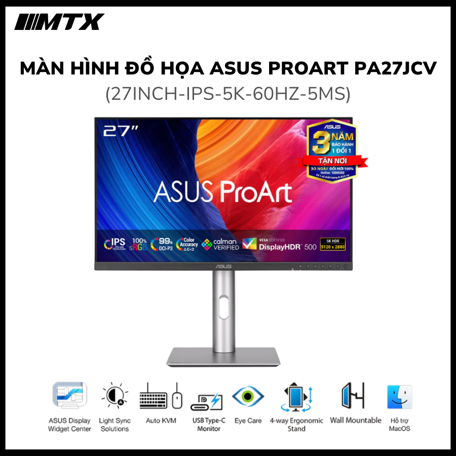Màn hình ASUS ProArt PA27JCV 27 inch IPS 5K 60Hz 5ms HDR500 – Hàng chính hãng